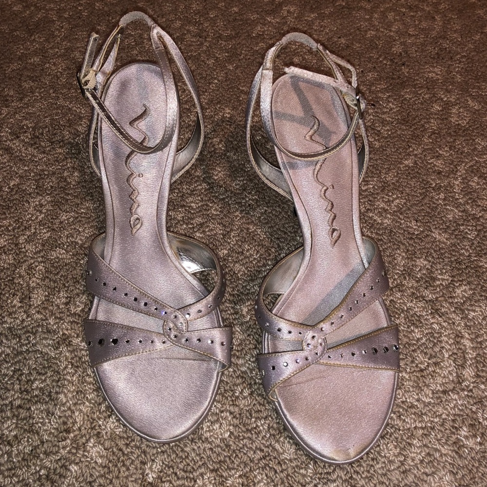 Nina Silver Strappy Heels